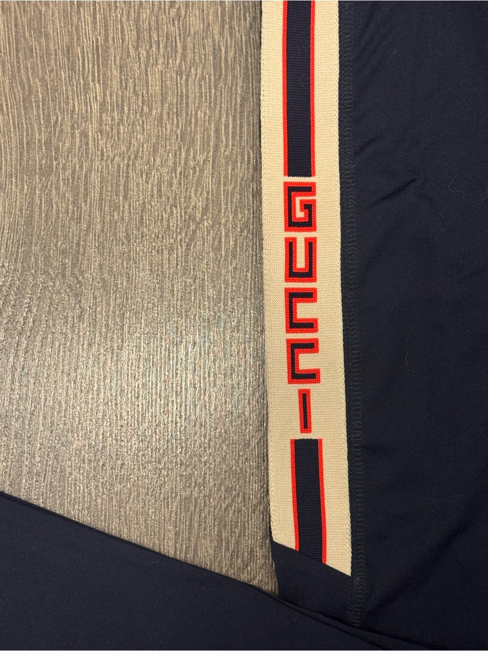 Gucci Leggings Pants Navy with Cream and Red Logo Stripe - Picture 2 of 4